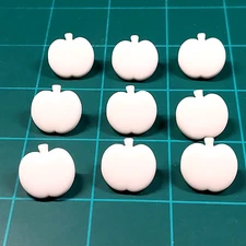 Vtg Dill Buttons 9 ct. White Apples 18mm Plastic Shank Crafting Sewing Hobbies