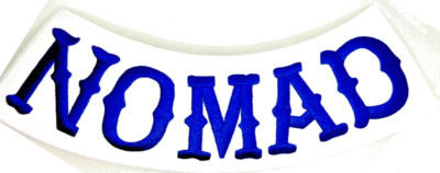 Nomad MC Patch Blue WHITE Iron  Sew On Embroidered Biker Jacket Back Patch Panel