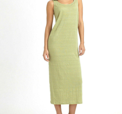 $278 NWT Eileen Fisher Linen Jersey Stripe DRAGONFLY Midi Dress M L | eBay