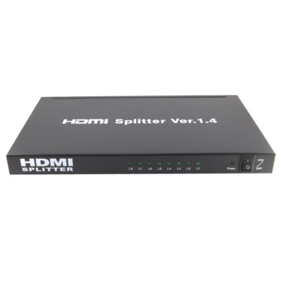 US 8 Port 1080P HD HDMI Splitter W/ Power Adapter HDTV Bluray Xbox PS3