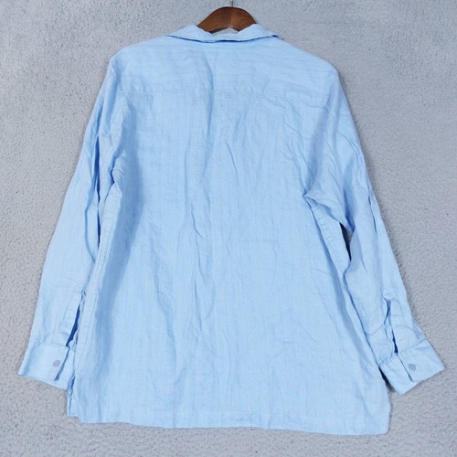 Claiborne Tunic Women's Size Medium 100% Linen Blue Oversized Lagenlook Beachy - Picture 9 of 11