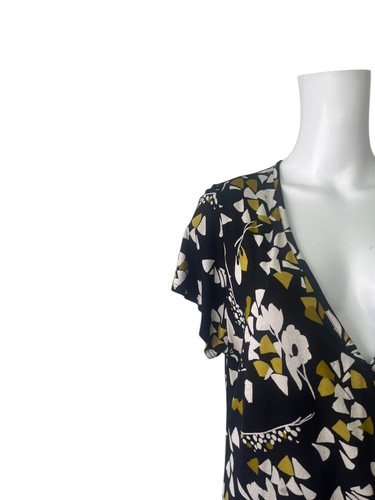 Minuet Wrap Dress Size 18 Womens EU46 Black Floral V-Neck Short Sleeve - Picture 8 of 11