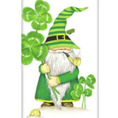 Mary Lake-Thompson 4-Leaf Clover Gnome St Patrick's Day Flour Sack Kitchen Towel
