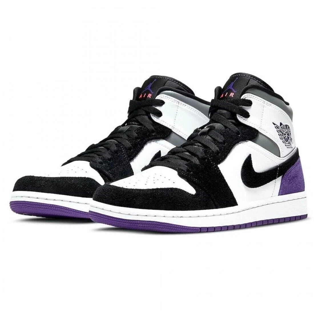 AIR JORDAN 1 MID SE Court Purple Suede 852542 105 White/Purple-Black Sz 9.5  Men