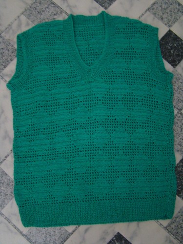 Pullunder Türkisgrün Gehäkelt "VINTAGE" Gr. 36/38 UNIKAT Handarbeit Ansehen! - Bild 5 von 12