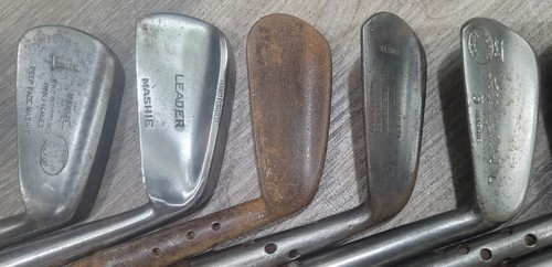 11 antike Vintage Flansch gewichtete Sohle Hickory Holz Schaft Golfschläger C0 SW weniger - Bild 16 von 18