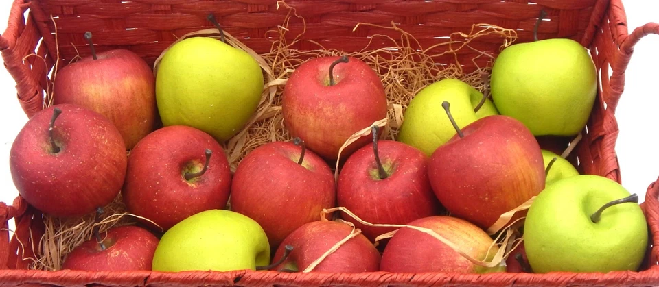 (19) Manzana Roja Realista Fruta Ligera con Mimbre Rojo Madera Cesta 12" x 6" Foto 2 de 4