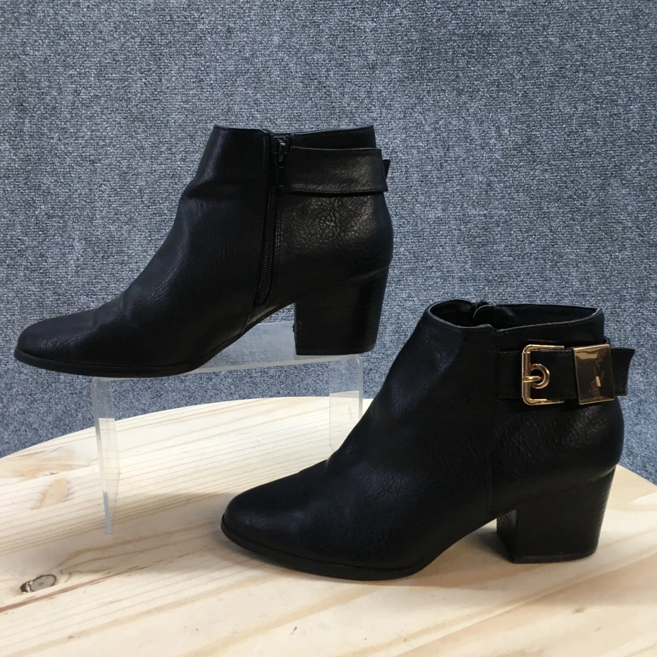 Botas Aldo Mujer 8 Botines Tacones Bloque Informales Cuero Negro Cremallera Lateral Foto 2 de 4