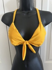 CUPSHE Yellow Bikini Top Cross Back Adjustable Small Lined Removable Pads NWT