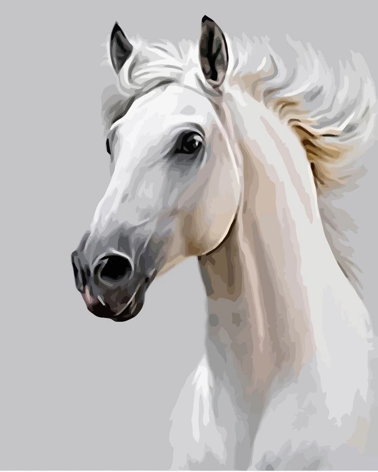 Pintura por números Marco de madera Caballo blanco - Imagen 2 de 4