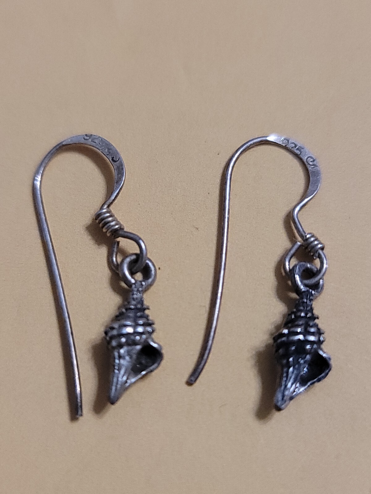 Vinytage Sterling Silver Conch Shell Dangle Drop … - image 5