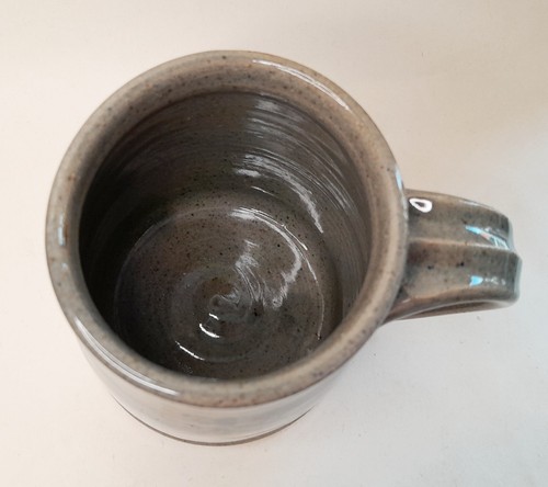 Vtg saltglazed 1-pt tankard blue dragonfly grey-blue signed fish carp backstamp - Picture 6 of 13