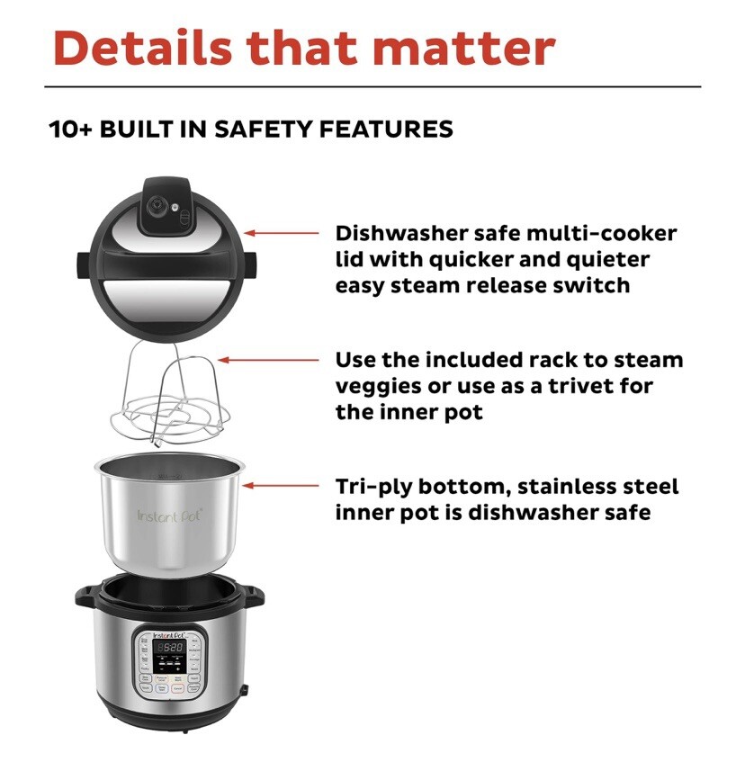 Instant Pot Duo 7-in-1  8 Quart Multi Use Pressure Cooker - Stainless/Black