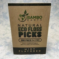 Natural Dental Floss Picks Mint Flavored Eco Friendly 200 Pack  4 X 50  New