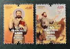Portugal 2023 - 800 Years Nativity Scene Greccio, Saint Francis of Assis set MNH