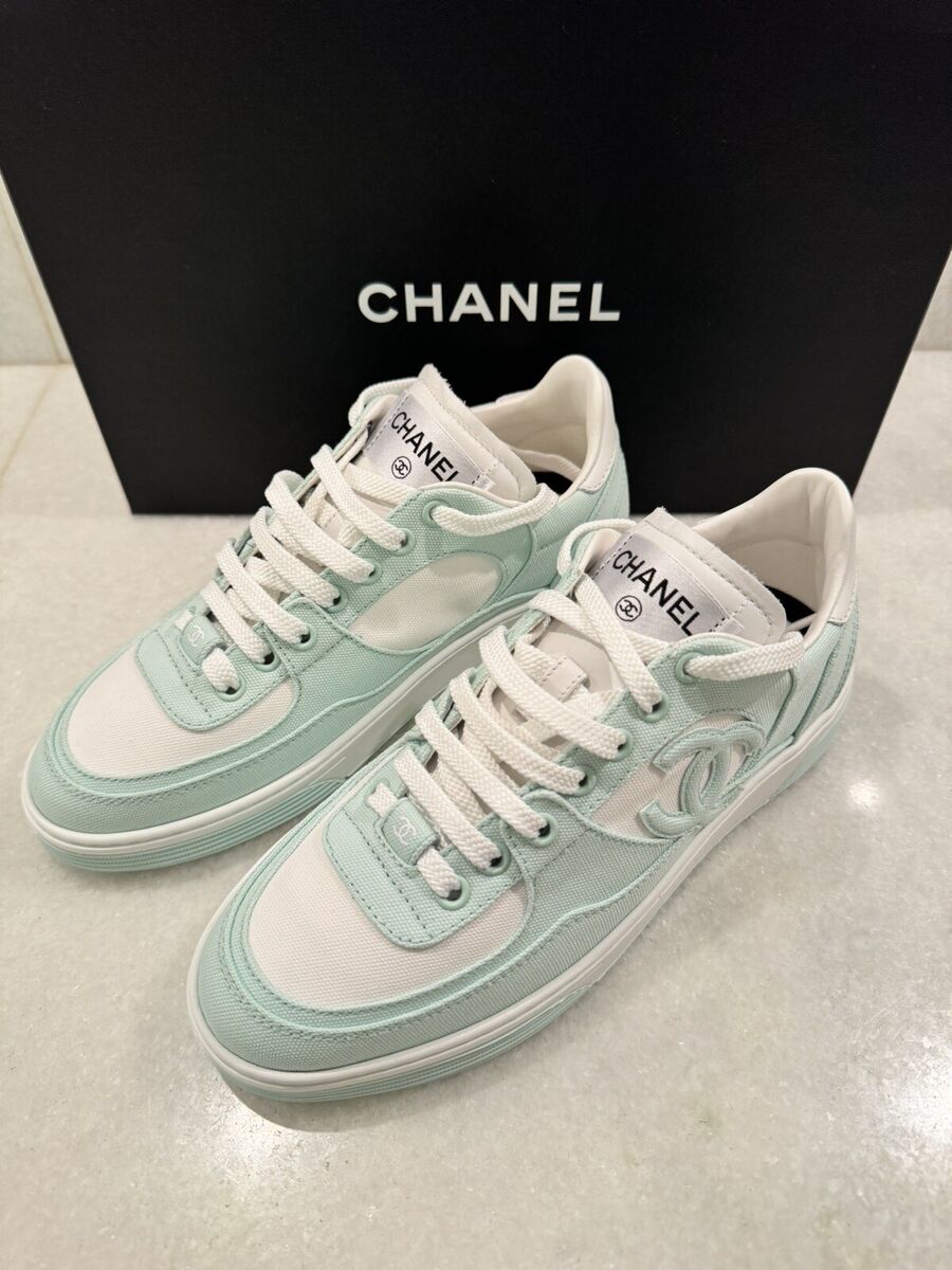 Chanel 24C Cruise 2024 Light Turquoise White Cotton CC Logo Chanel 24C Cruise 2024 Light Turquoise White Cotton CC Logo