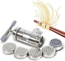 Manual Pasta Maker Machine, High Quality Stainless Steel Noodle Maker, 5 Molds