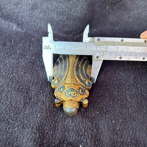 Blue# Collecting Chinese antique gold silkworm handmade copper snuff bottle - Picture 6 of 9