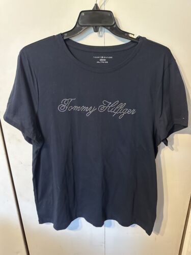 Tommy Hilfiger Women's Rhinestone Blue T-Shirt Size XXL - Picture 1 of 6