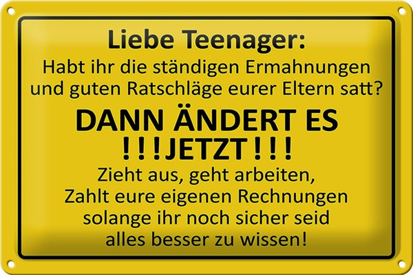 Blechschild Spruch 30X20 Cm Liebe Teenager - ÄNdert Es Deko Schild Tin Sign-image