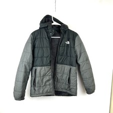 North Face Boy s Reversible Black/Grey Coat Size XL, Broken Zipper