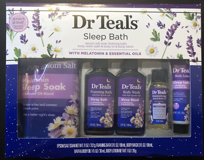 Dr Teal's Sleep Bath 5pc Gift Set W/Melatonin & Essential Oils Lavender&Camomile