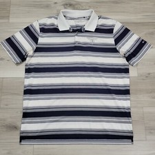 Columbia Polo Shirt Men's Large Blue Striped 3 Button