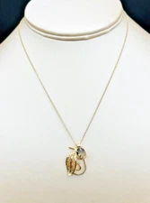 Vintage AMCO 1/20 12K Gold Filled & Prong Set Topaz Leaf Necklace Mid-Century