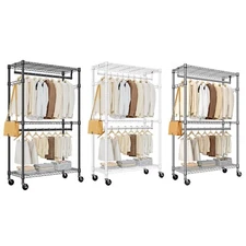 Heavy Duty Metal Clothing Clothes Garment Rack Hanging Closet Shelves 16*30*75"