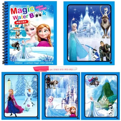 MAGIC WATER BOOK Kinder Malbuch Malen mit Wasser wie Aqua Doodle Wasserstift Eiskönigin Elsa Olaf