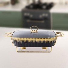 Casserole Tray Buffet Dish Tray Food Warmer with Stand Ceramic Chafer Chafing