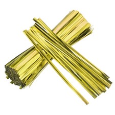 600pcs Twist Ties 4" 0.16 inch Foil Bread Ties Garden Plant Ties, Gold
