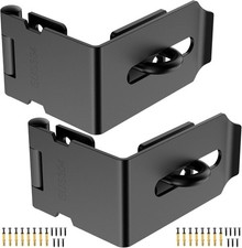 2 Pcs 90 Degree Hasp Latch Heavy Duty 304 Stainless, Black Padlock Clasp