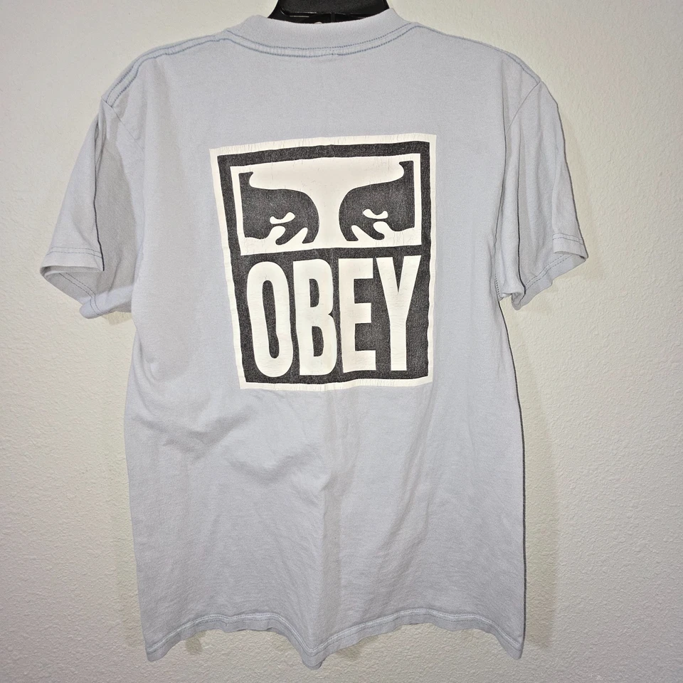 OBEY Mens Light Blue T-Shirt - Size Medium - Image 3 of 4
