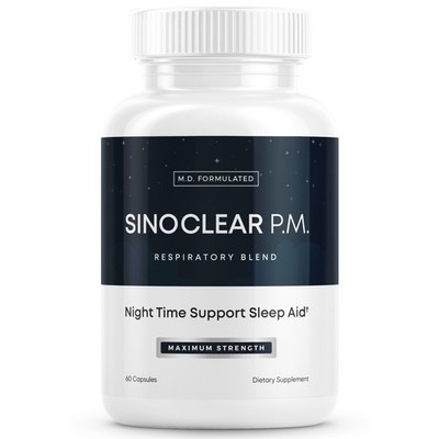 SinoClear PM Lung Detox & Sinus Pressure Relief Supplement 60 caps, Nighttime...