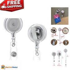 2 Pack Retractable ID Badge Holder Reels with Swivel Clip - Clear Design