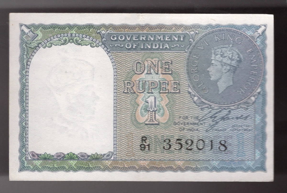 インド政府 1940年代 1ルピー紙幣キングジョージ6世 1940 India Rupee In Indian Paper Money for sale | eBay