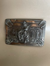 Vintage Western Cowboy On Horse Belt Buckle N21 