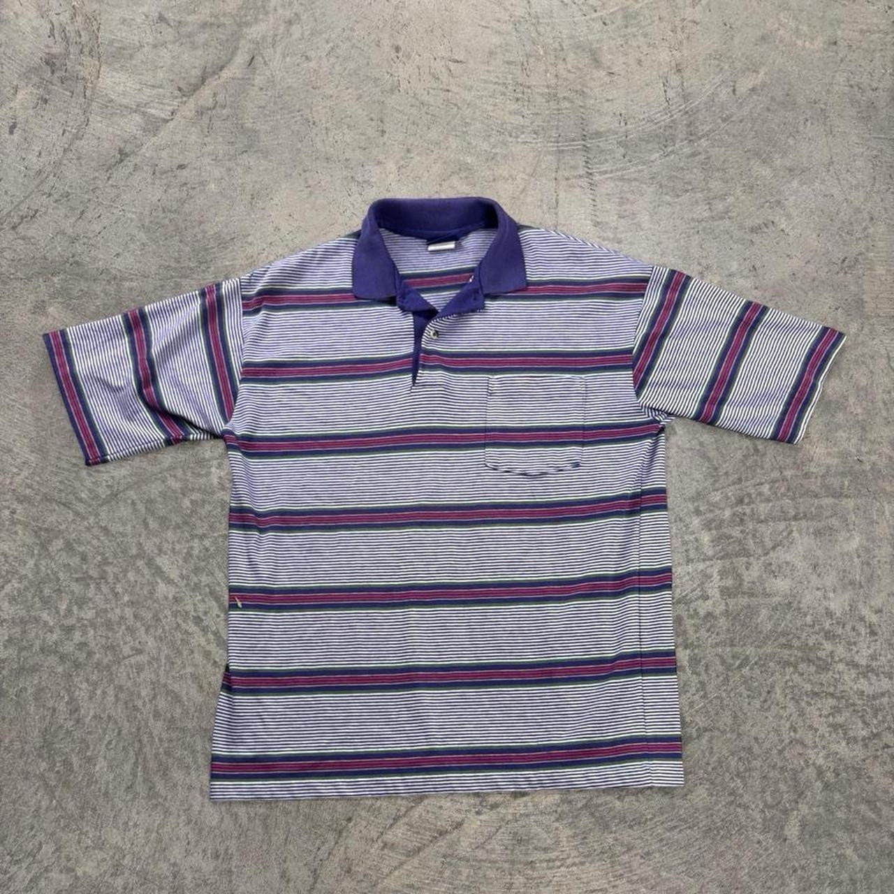 Vintage Puritan Cotton Polo Shirt Short Sleeve Men's Large Cotton Striped 90s