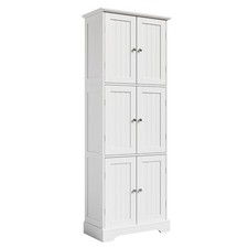ChooChoo Tall Bathroom Storage Cabinet 6 Doors White