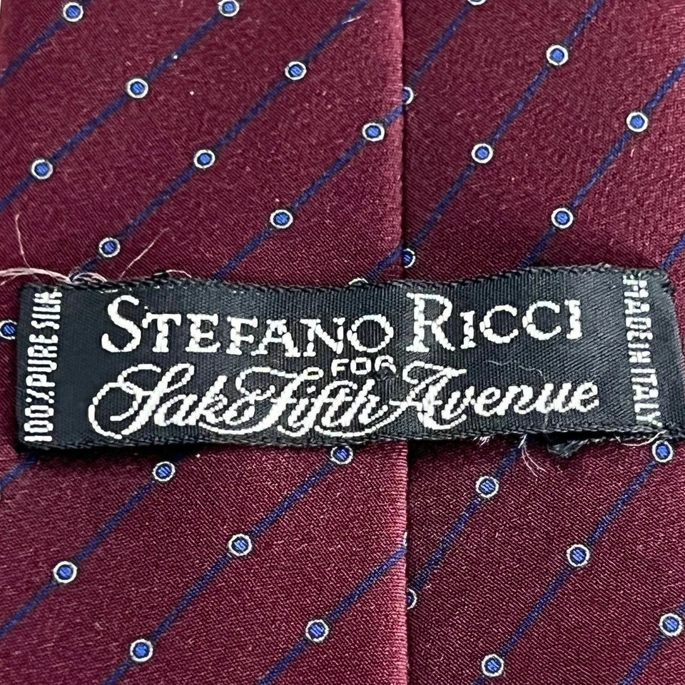 Stefano Ricci 男式意大利制造领带红色蓝色 100% 纯丝绸编织领带 — 第 2/4 张图片
