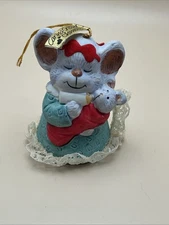 Caring Critter Chimers, Mother Mouse & Baby Christmas Tree Ornament Bell