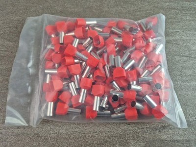 100 Stück Zwillingsaderendhülsen 2x10mm² Twin Aderendhülsen rot Duoaderendhülsen