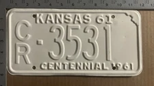 1961 Kansas license plate CR 3531 YOM DMV Crawford Ford Chevy Dodge 20408