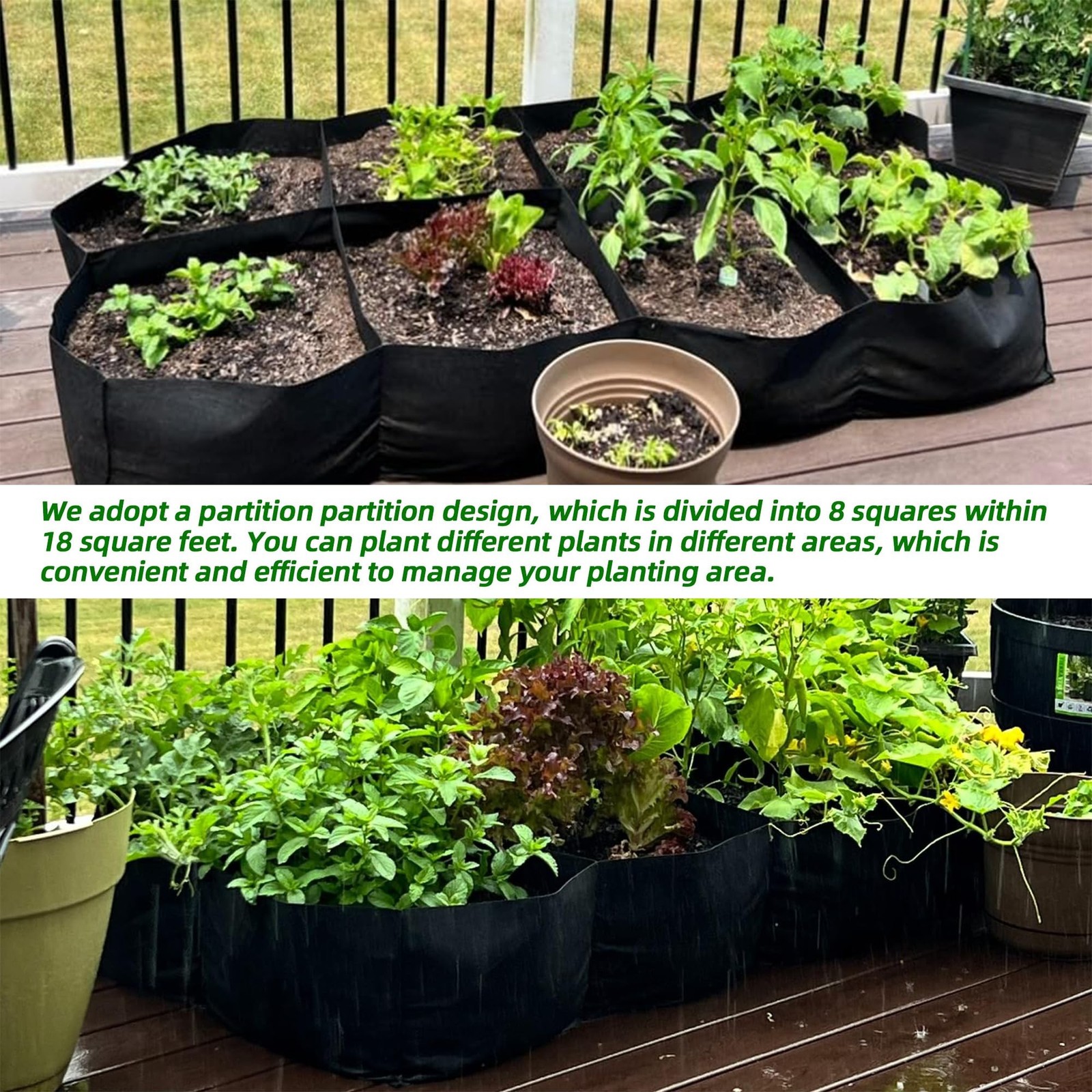 CJGQ 2 Pack Fabric Raised Garden Bed 6x3x1ft Garden Grow Bed Bags for Growing...