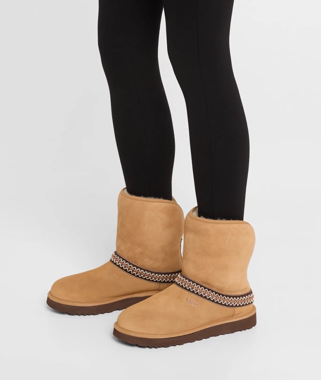 NEW UGG Womens Classic Short Crescent Tasman Shearling Boots 1161770- Brown 9 US