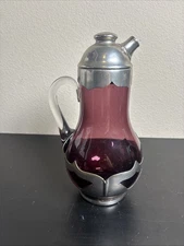 FARBER BROS CAMBRIDGE GLASS AMETHYST COCKTAIL SHAKER No Cap
