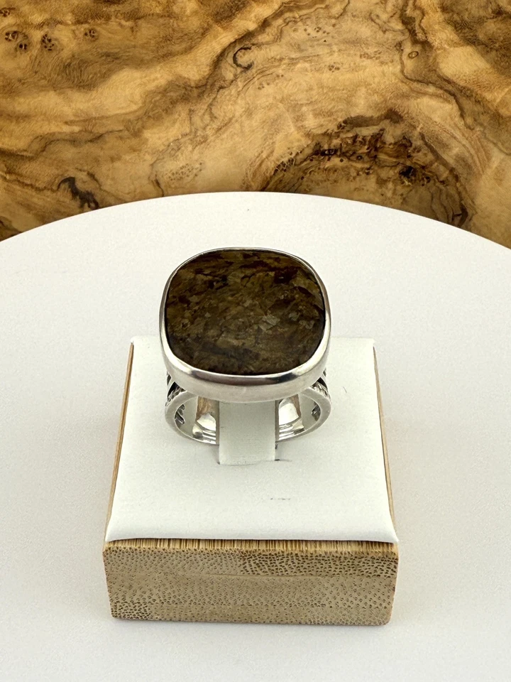 Anillo llamativo moderno vintage retirado SILPADA 925 de ley y bronceita talla 8,25 Foto 3 de 4