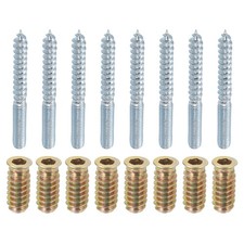 8 Pack M6x60mm Hanger Bolts with 8 Pack M6x24mm Threaded Insert Nuts Interface