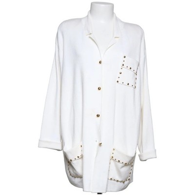 Fuego Woman, Strickjacke, Damen, Größe: 2XL, Weiß, Einfarbig, Rippenstrick #yle